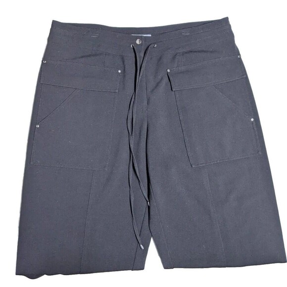CK Calvin Klein Crop Pants Women 10 Waist Drawstring Flat Front Travel Black - Picture 7 of 11